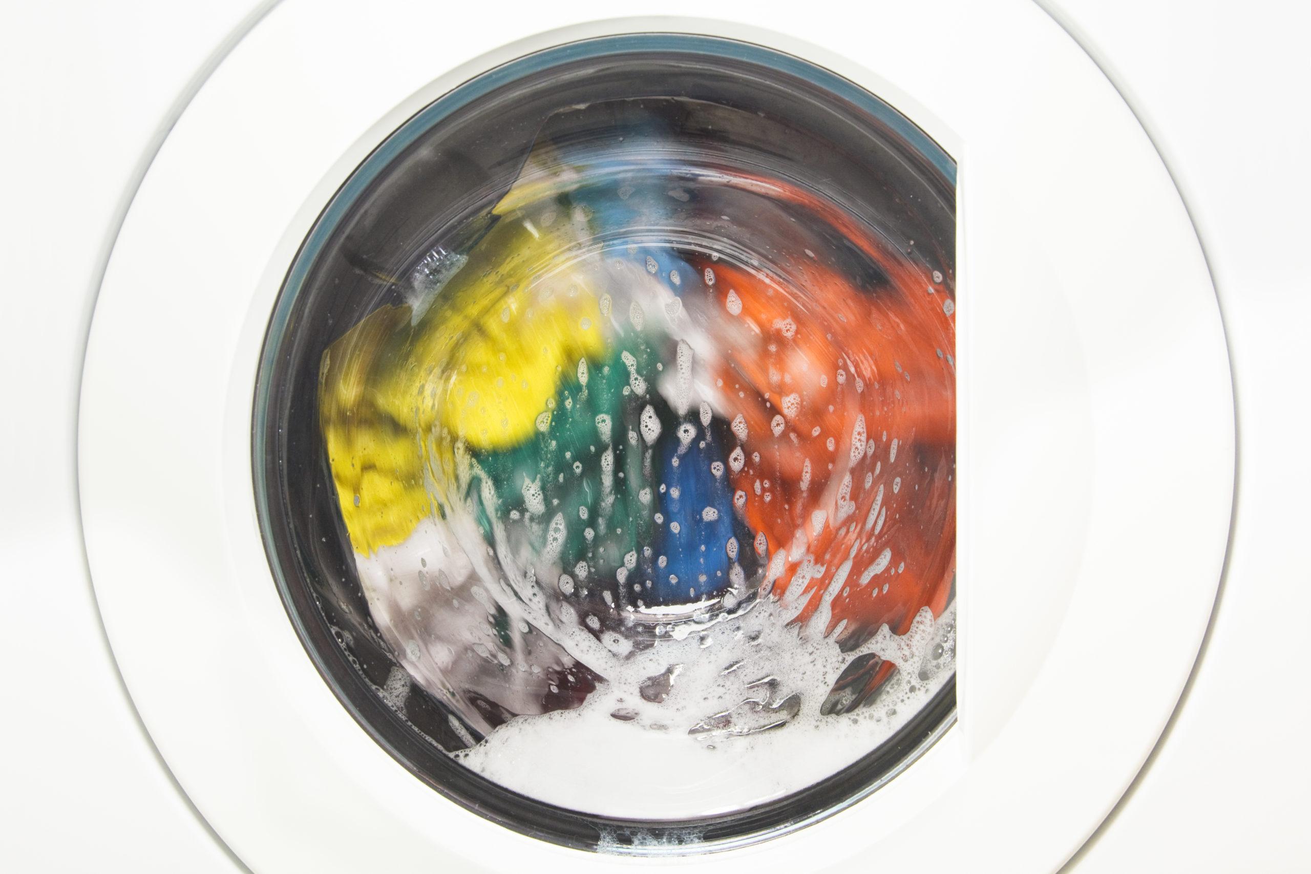 clothes in a washing machine