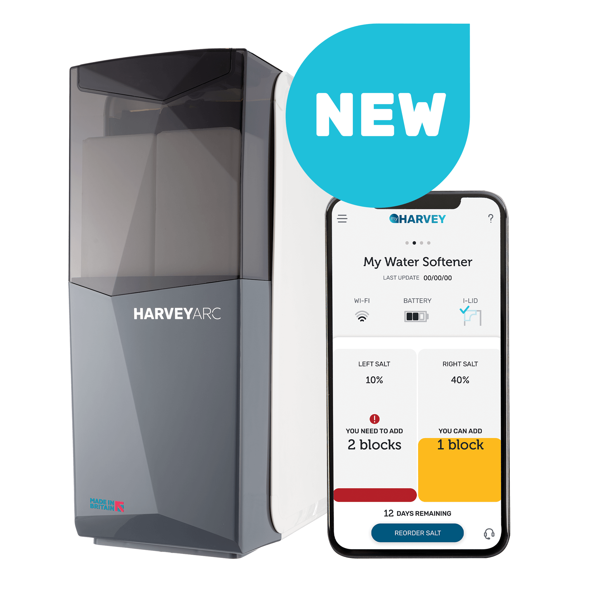 Image of Harvey app for water softeners and HarveyArc water softener