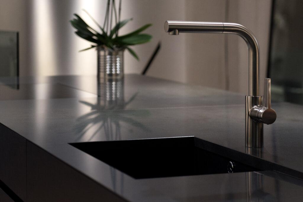 granite worktop with tap